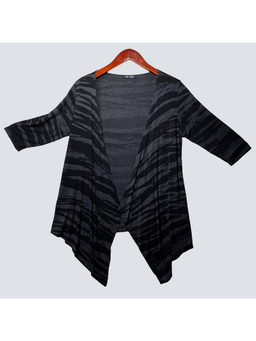 Only Nine Asymmetrical Waterfall Drape Striped Cardigan Sweater Measurements